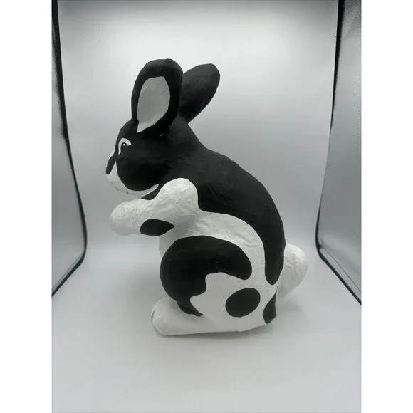 Dept 56 Bunny Rabbit Papier Paper Mache Large Black White Easter RARE - Picture 3 of 16